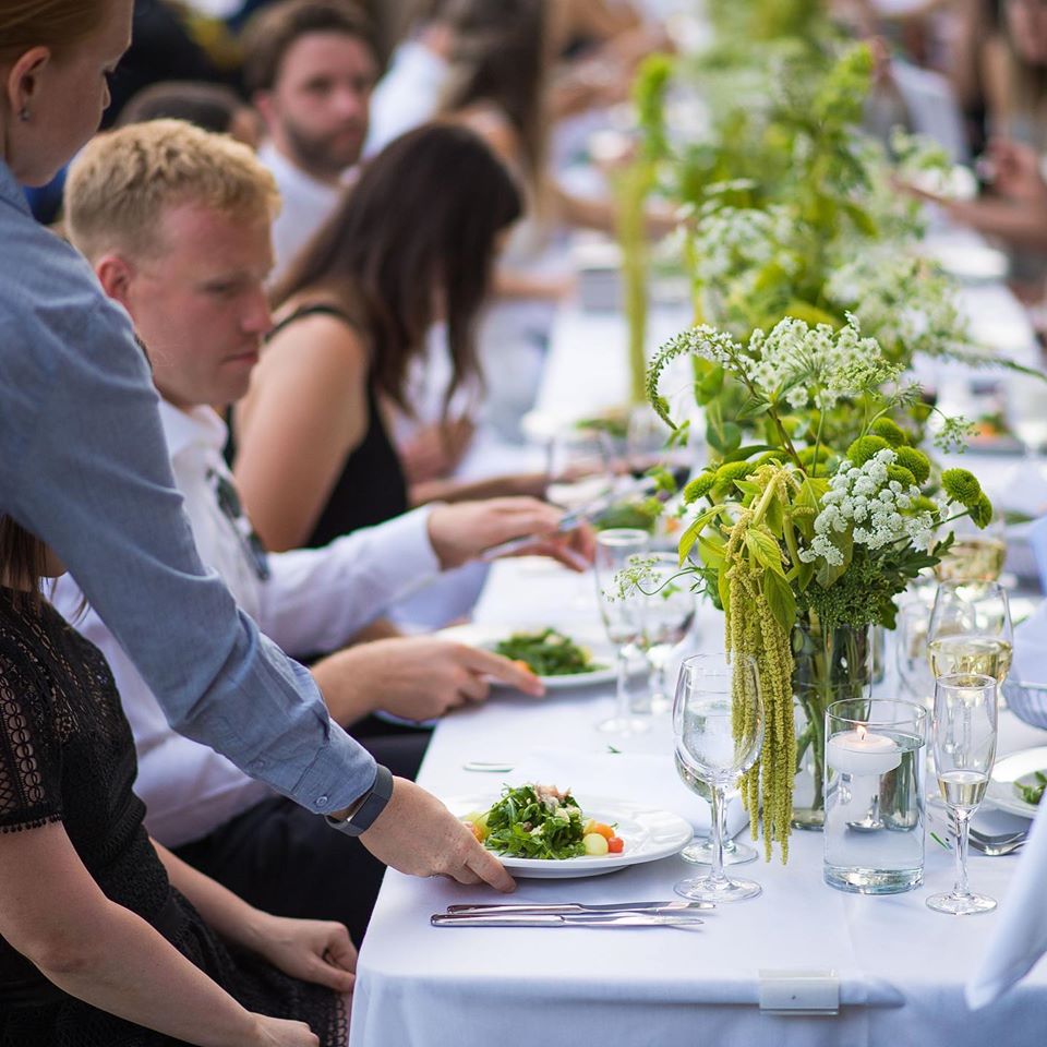 Plated meals are served at Vancouver Island outdoor reception by Truffles Catering