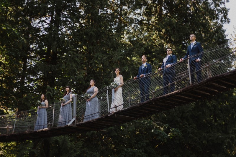 Bridal Party on Suspension Bridge Vancouver Island