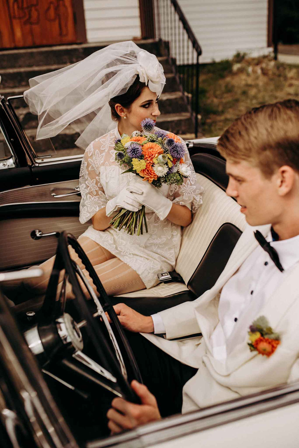 60’s Themed Wedding Couple Vancouver Island