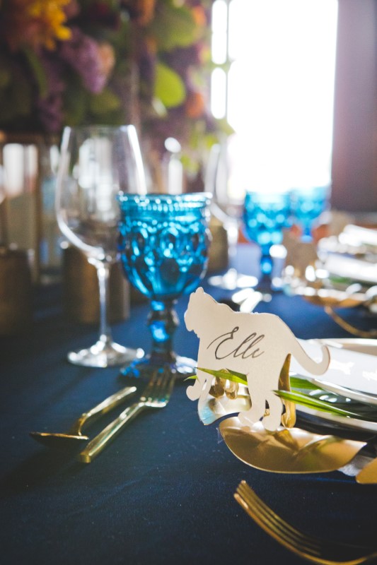 Blue Retro Wine Glasses on Blue Linen by Trend Decor at The Fairmont Empress 