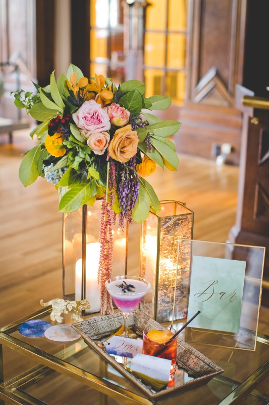 Colourful Candlelit Centerpiece for Wedding Reception