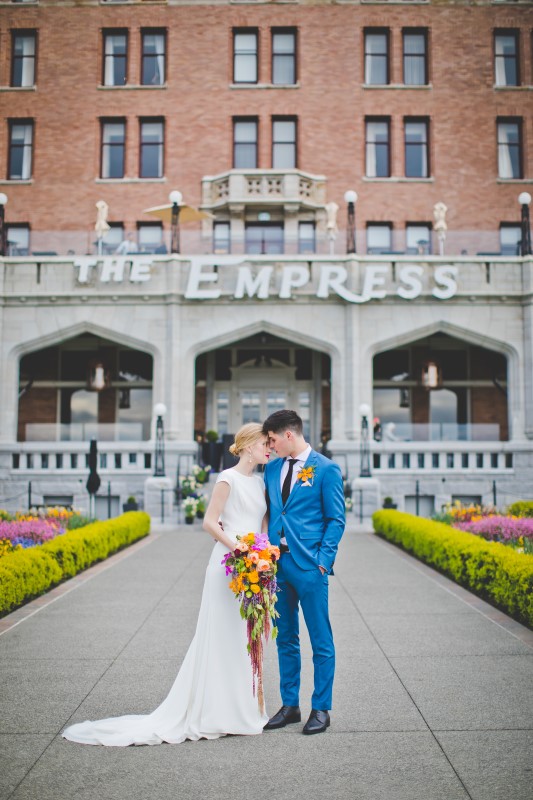 Bride and Groom Vancouver Island Wedding at The Empress