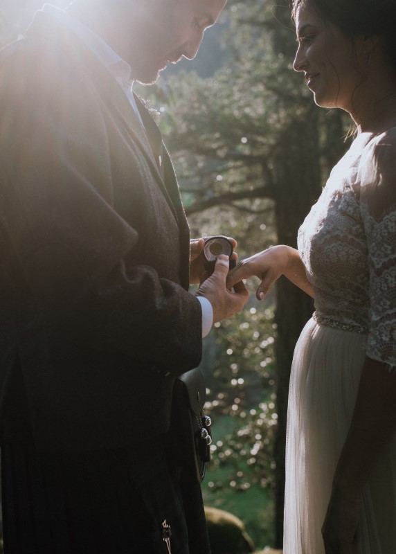 Wedding Couple Exchange Rings at Vancouver Island Wedding