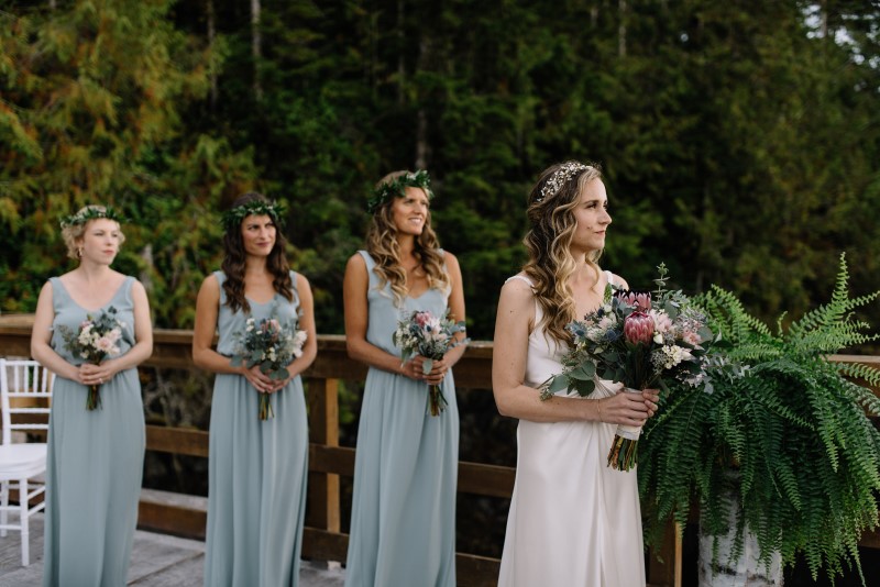 Pale Blue Bridesmaids Dresses with Bouquets by Thrifty Foods