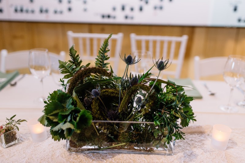 Forest Inspired Wedding Centerpiece by Thrifty Foods on Vancouver Island