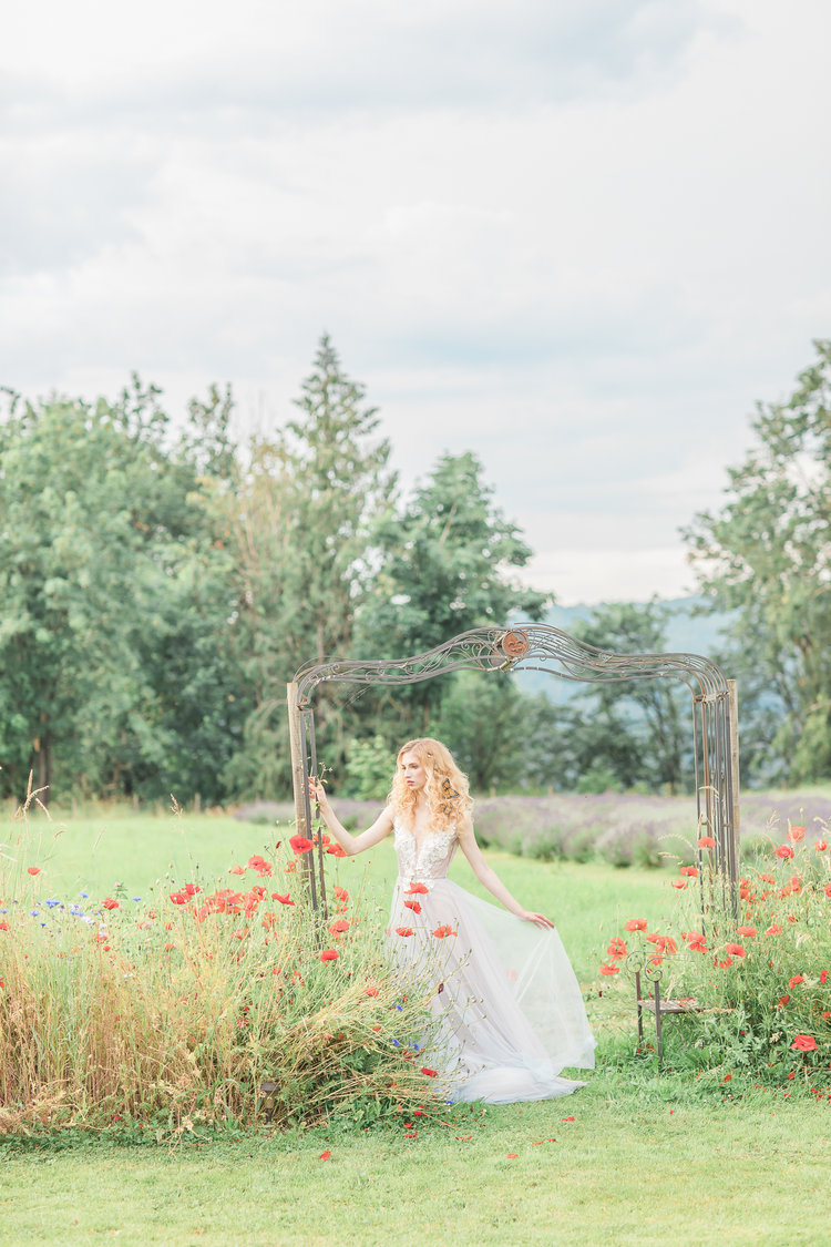 Bridal Butterflies and Poppies in Tuscan Garden Vancouver Wedding Venue