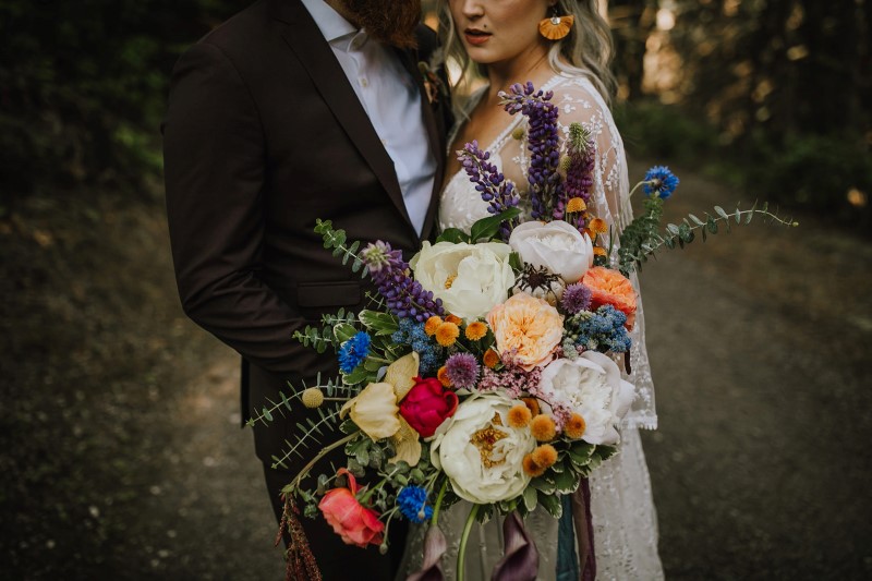 Colourful Loose Bridal Bouquet by Bespoke Blossoms