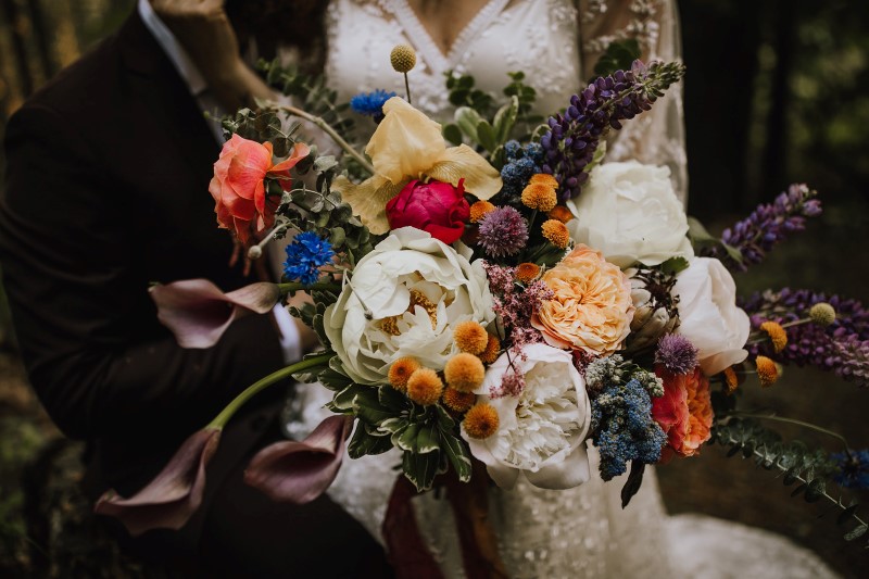 Multi-Colored Romantic Brides Bouquet by Bespoke Blossoms