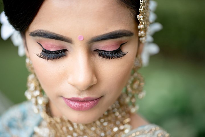 Indian Bridal Makeup with Light Pink eyeshadow and lips by Safyia Goriya