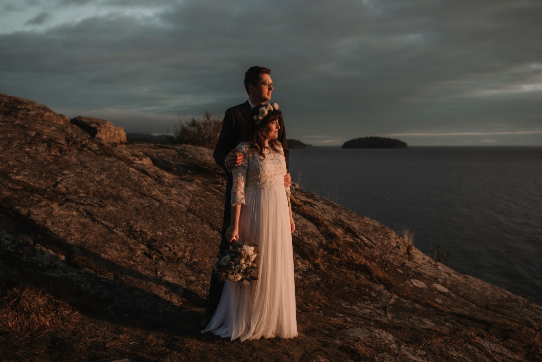 Sunshine Coast Elopement newlyweds look out to the ocean Coastal Weddings and Events