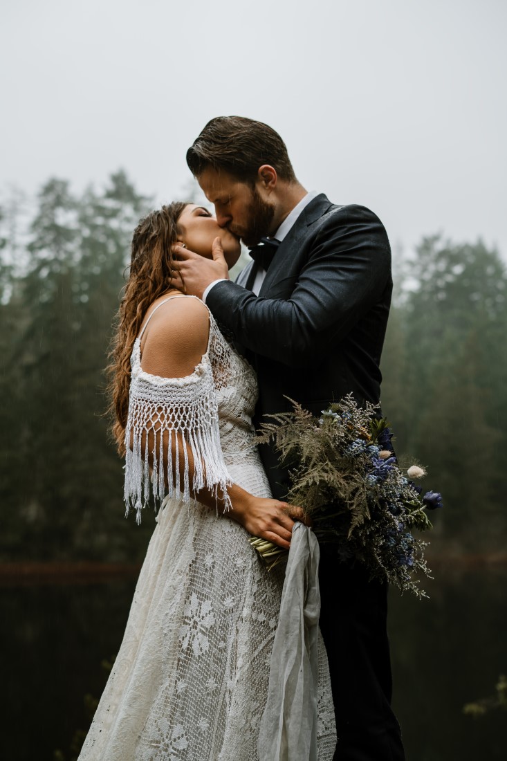 Newlyweds at Spectacle Lake Vancouver Island