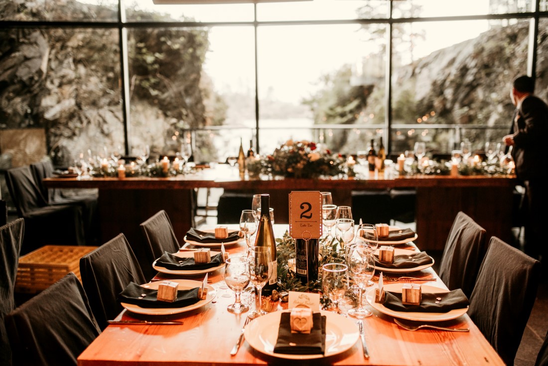 West Coast Wedding Decor Reception tables set at Black Rock Oceanfront Resort