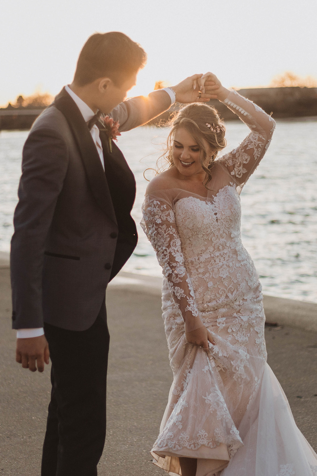 UBC Boathouse newlyweds dance along the Vancouver waterfront Kacie McColm Photography