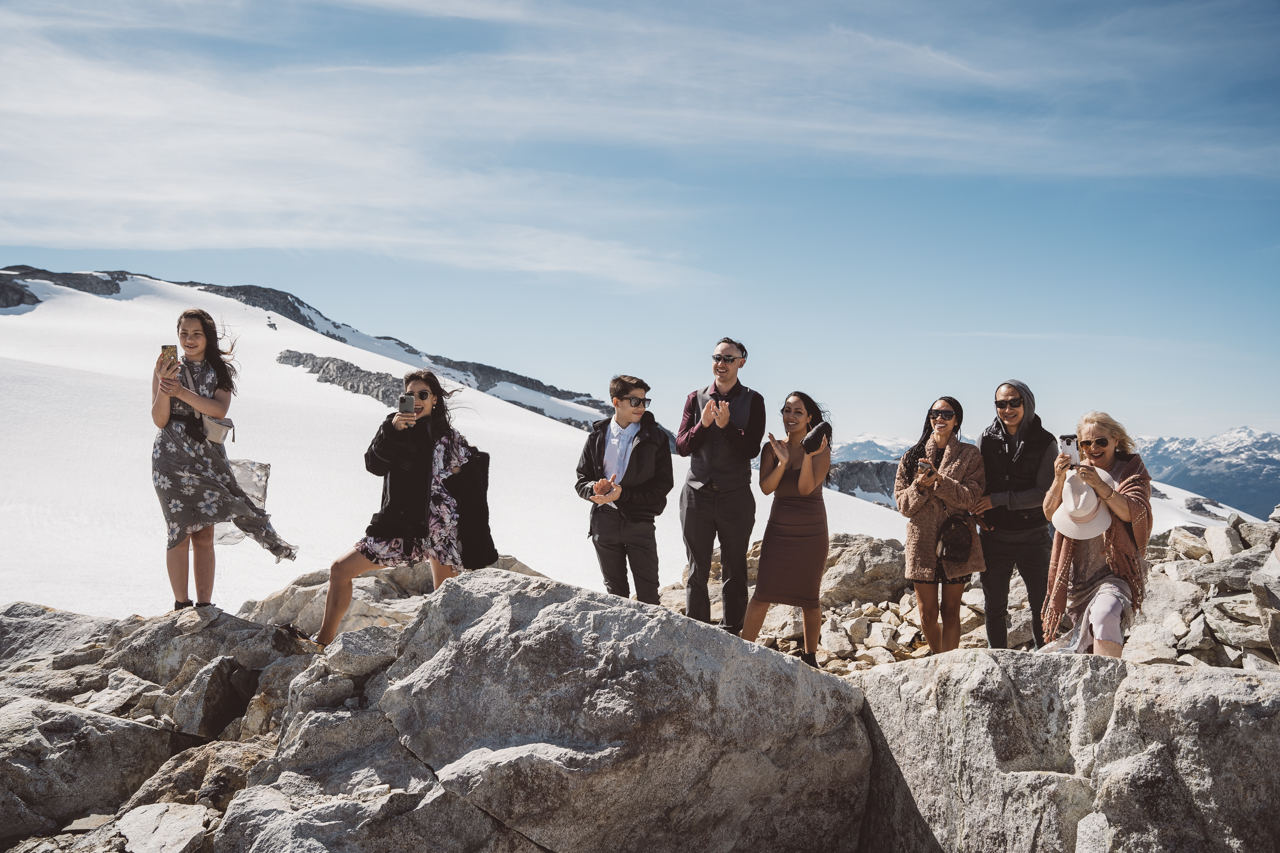 Whistler Wedding Guests on Mountaintop