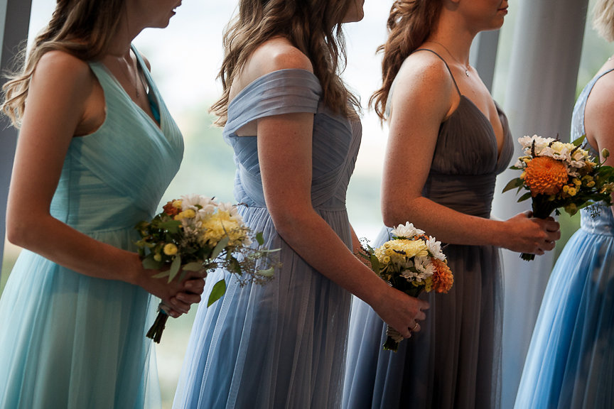 Bridesmaids in Blue gowns by Tulle and Chantilly 