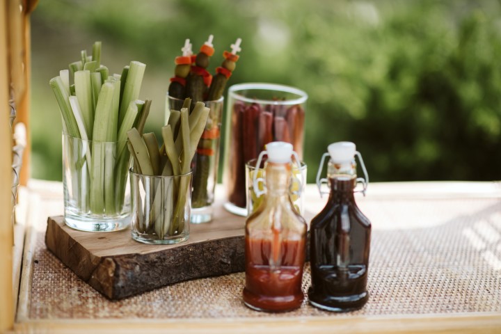 Celery sticks for Caesars at Forest Wedding Reception by Truffles Catering Vancouver Island 