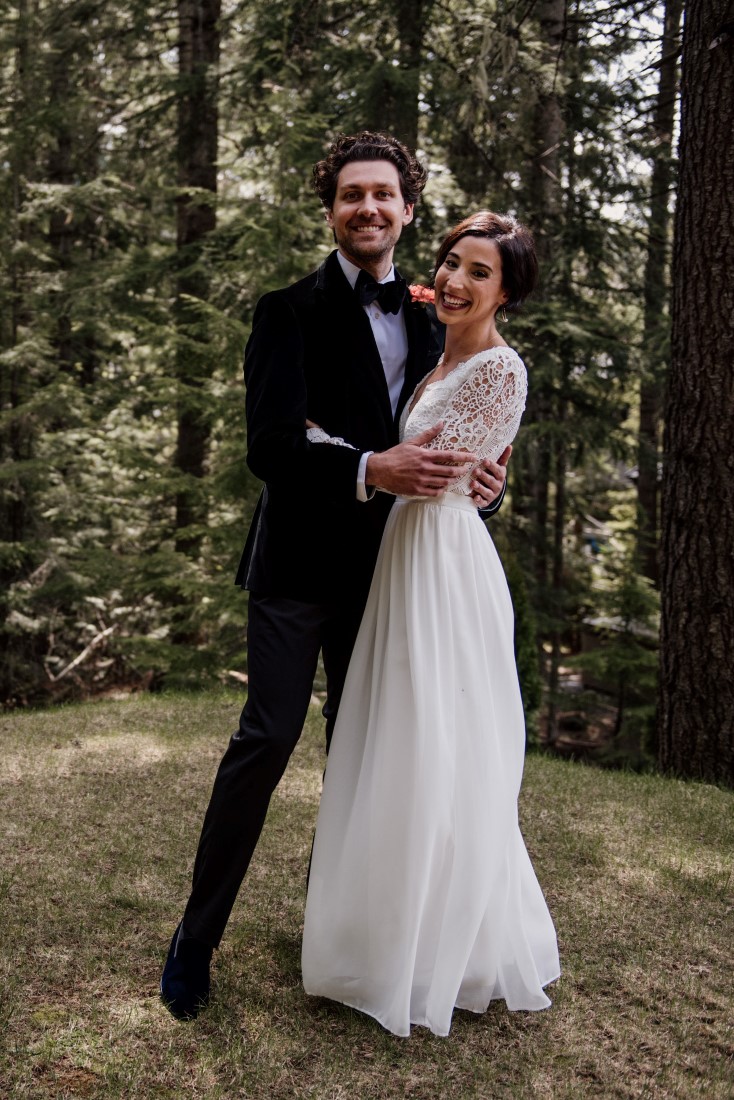 Wedding Couple smile after first look by Emily Serrell