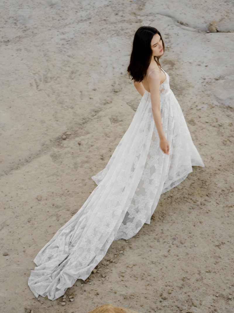 Truvelle Collection for 2021 featuring long lace trains on Vancouver gowns