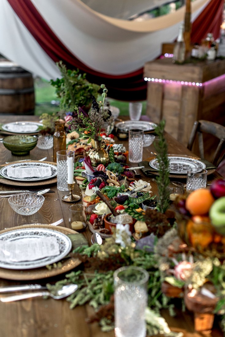 Trestle;s Edge Eco Inspiration edible centerpiece down reception table 