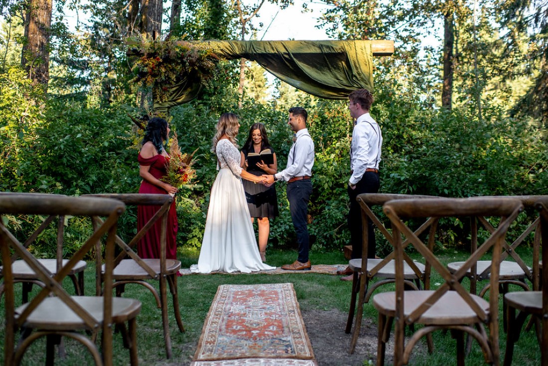 Trestle's Edge Eco Inspiration ceremony under cedar arch 