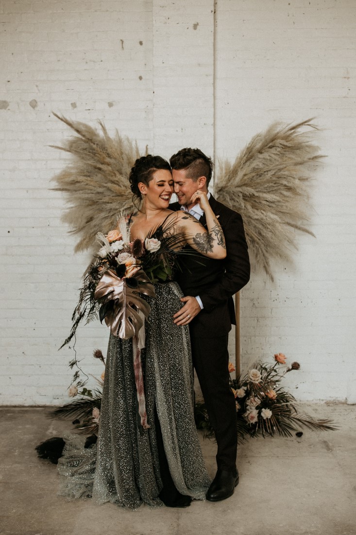 Bride and Groom industrial chic theme by Secret Waters Photography