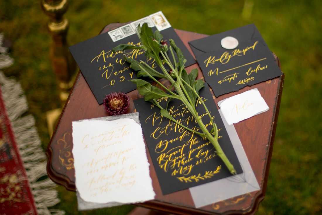 Breathtaking Wedding Beauty black invitation and paper suite calligraphy