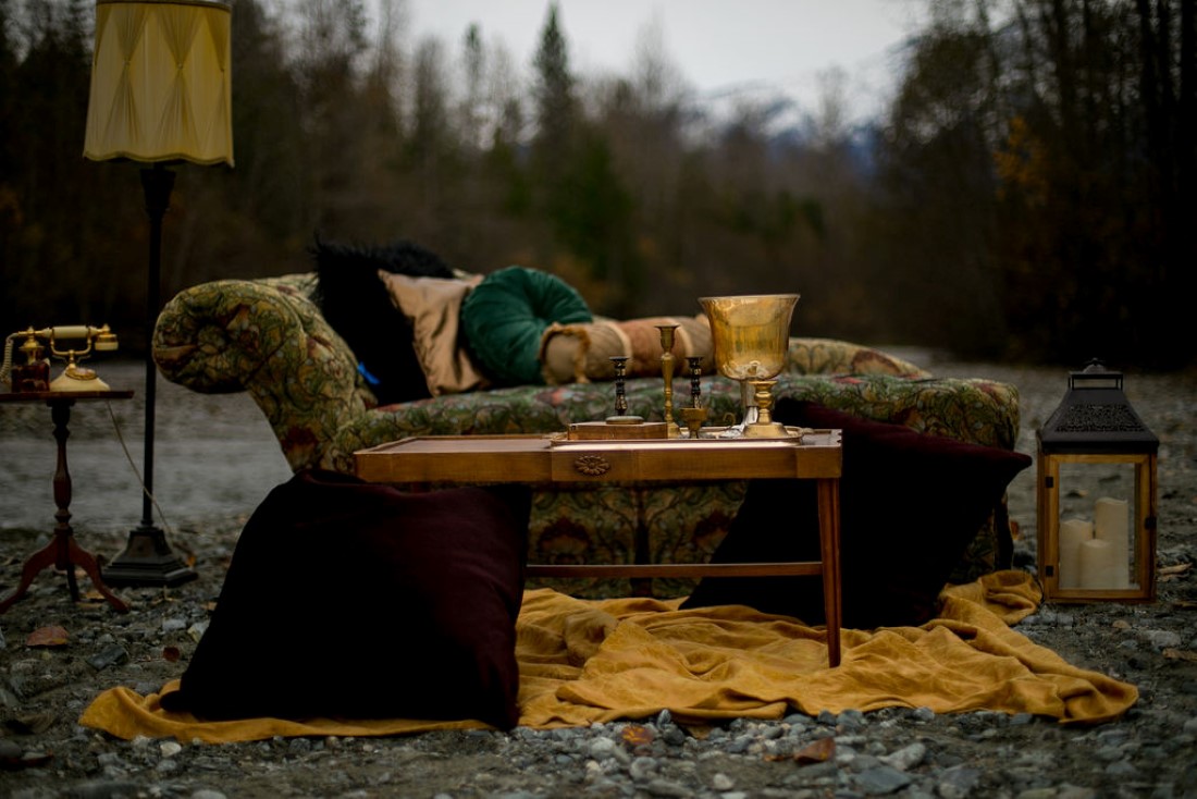 Furniture lounge on the side of the road in Pemberton wedding inspiration