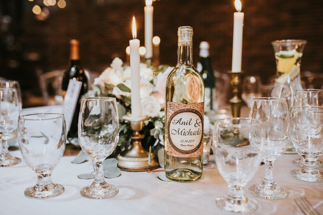 Urban Fairytale Reception Decor on table with vintage candlesticks