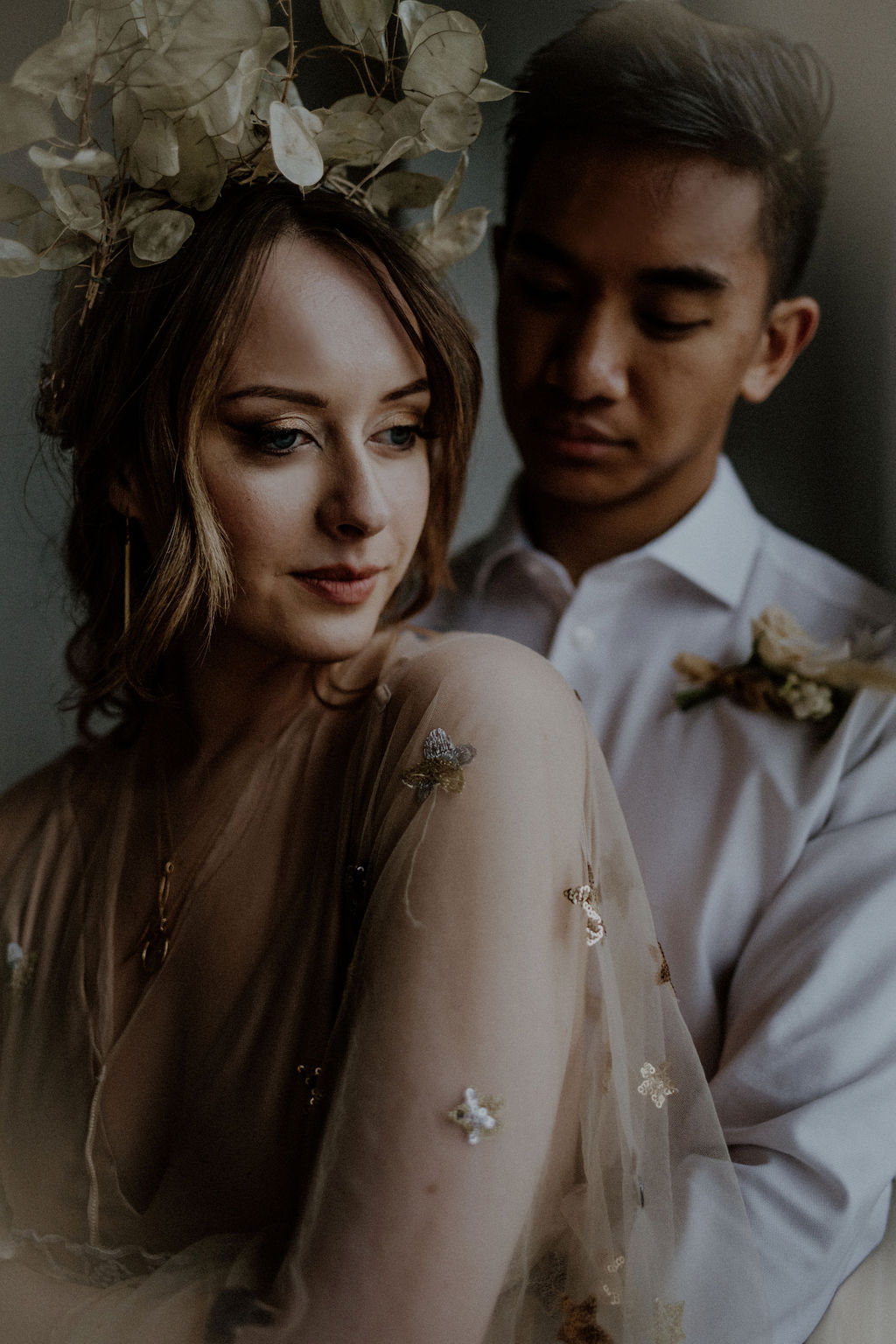 Astral Alighnment Wedding Inspiration newlyweds pose by Sarah England Photography