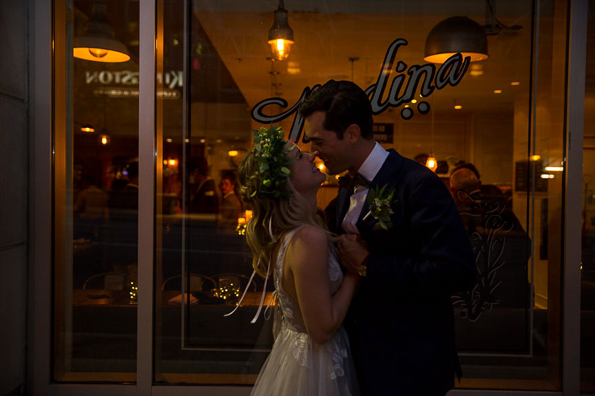 Newlyweds first dance under twinkle lights in Vancouver by Meghan Andrews Photography