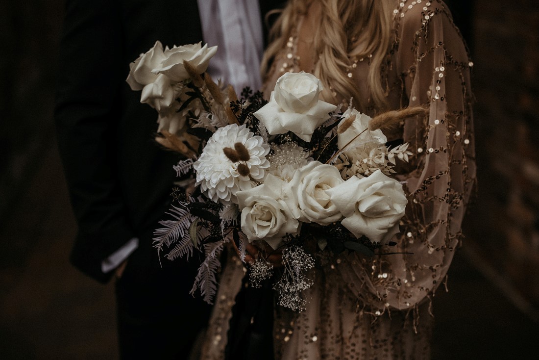 White rose bouquet by En Vied Event Vancouver Island