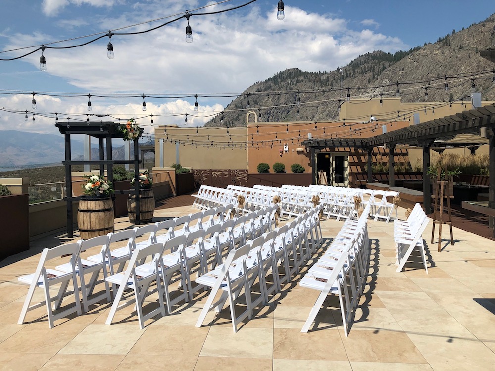 Ceremony chairs await wedding guests at Spriti Ridge British Columbia