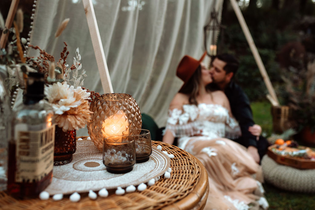 Picnic Wedding Reception with eloping couple by Michigan Lane and Co