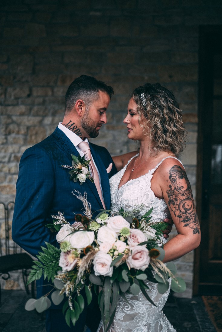 Love and Family Wedding newlyweds pose looking at each other