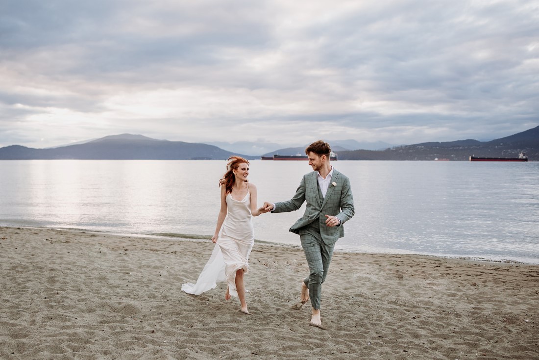 Heartfelt Elopement in Vancouver couple on the beach