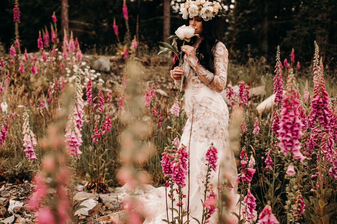 Foxgloves are Forever Island Moments Photography bride smells peony