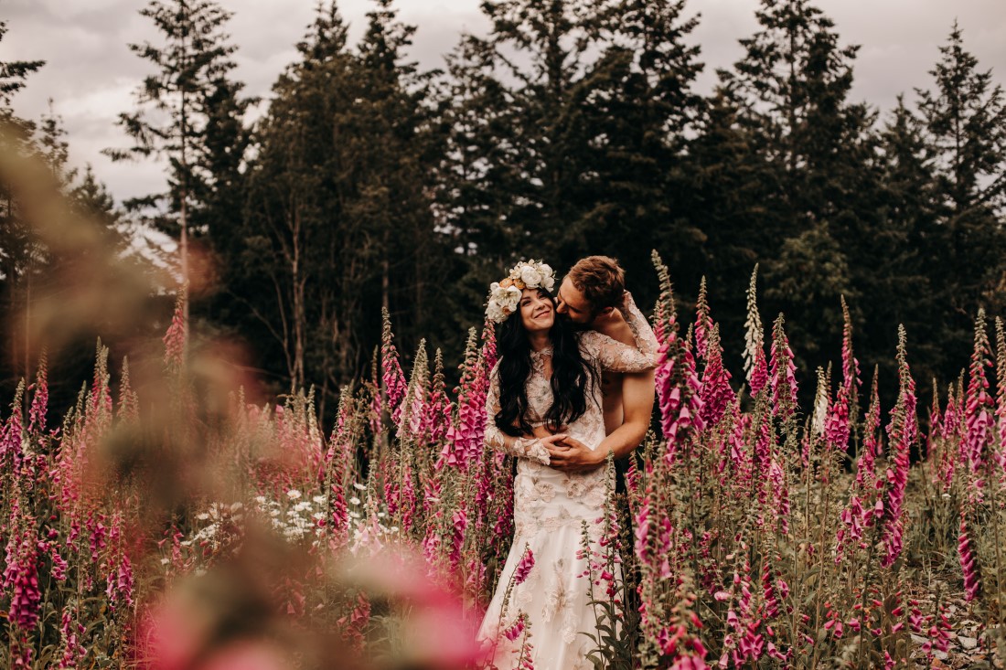 Foxgloves are Forever Island Moments Photography newlywed embrace