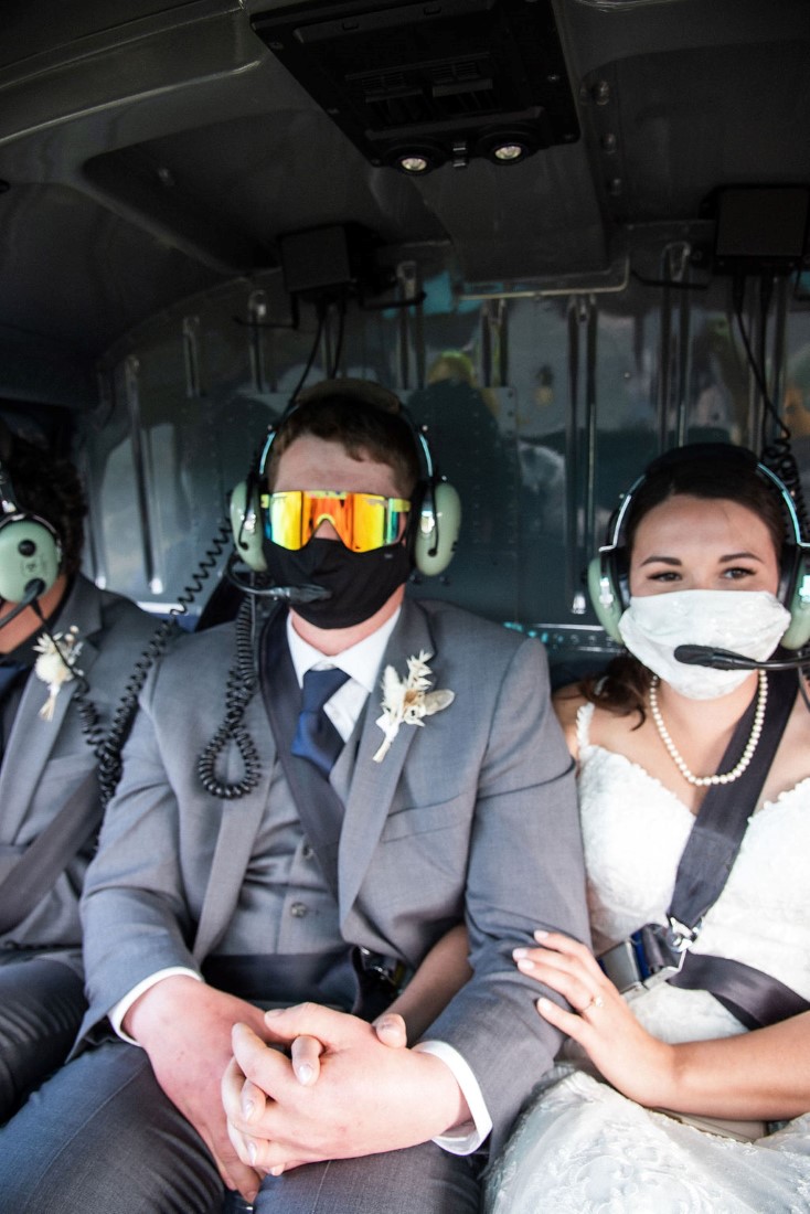 Wedding From Above Janayh Wright Photography couple in helicopter