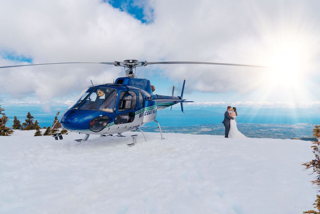 Wedding From Above Janayh Wright Photography helicopter wedding in snow