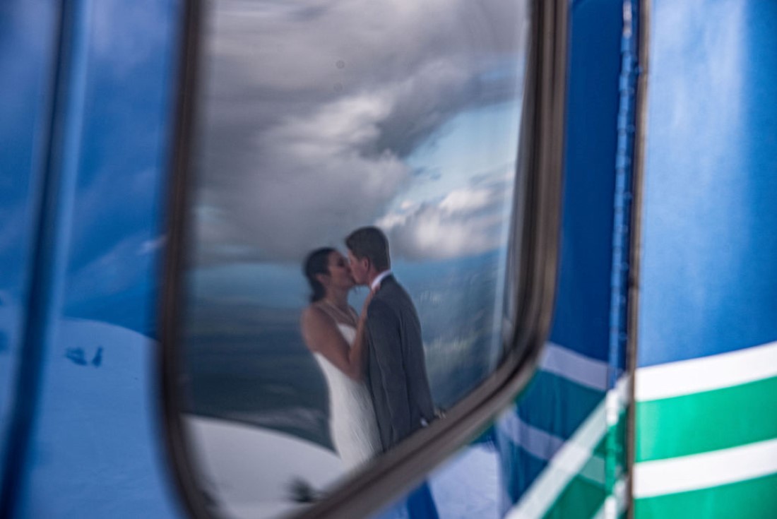 Wedding From Above Janayh Wright Photography reflection of bride and groom in mirror