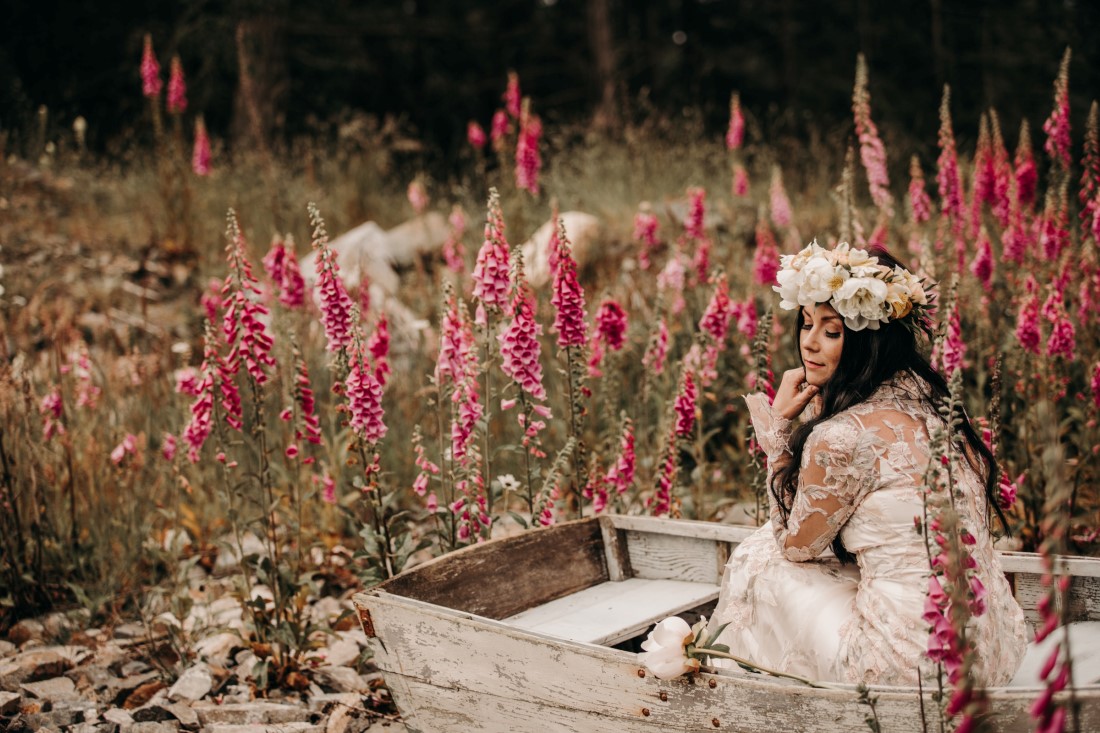 Foxgloves are Forever Island Moments Photography bride leaning on chin