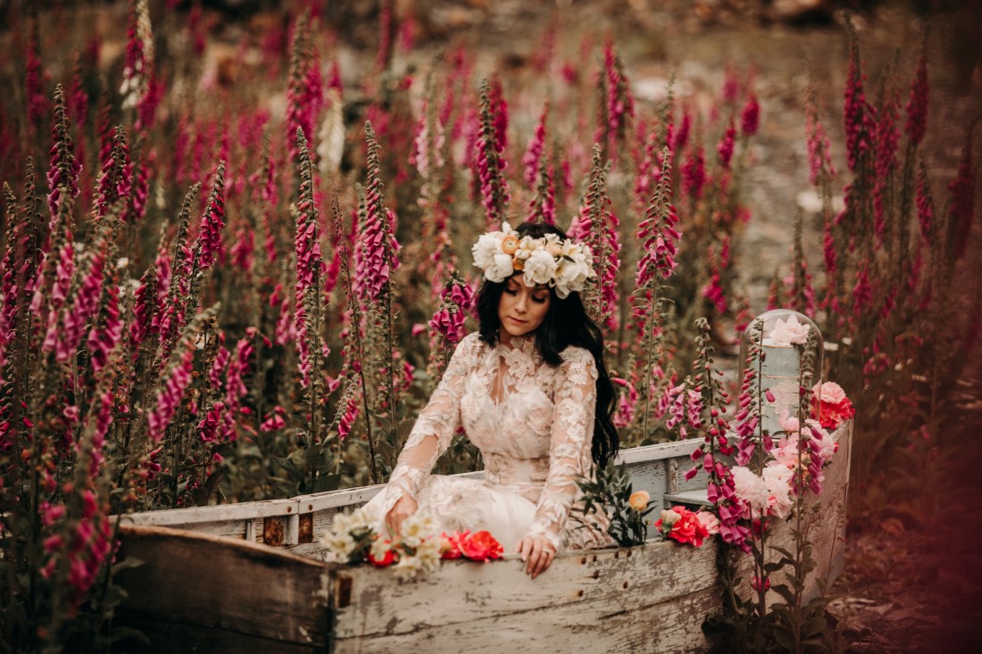 Foxgloves are Forever Island Moments Photography bride sitting reflecting
