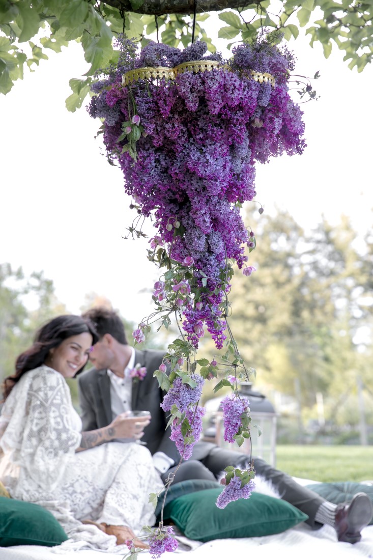 Purple Lilac Spring Wedding Hattie Root Photo lilac chandelier