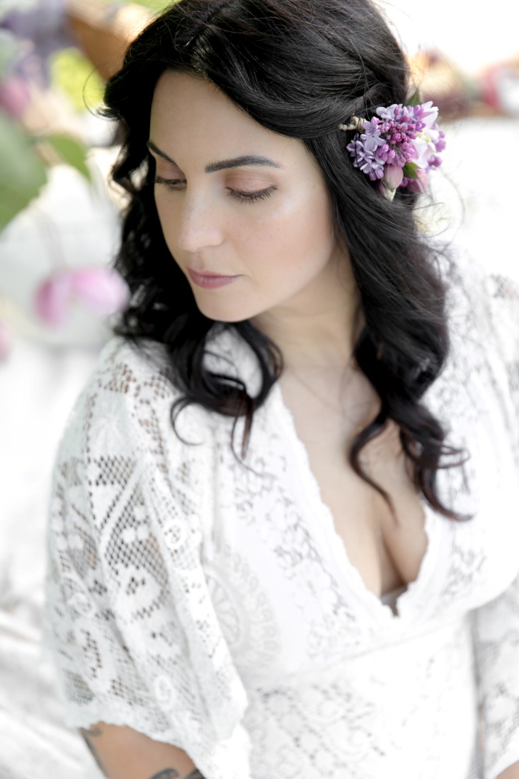 Purple Lilac Spring Wedding Hattie Root Photo bridal makeup and hair