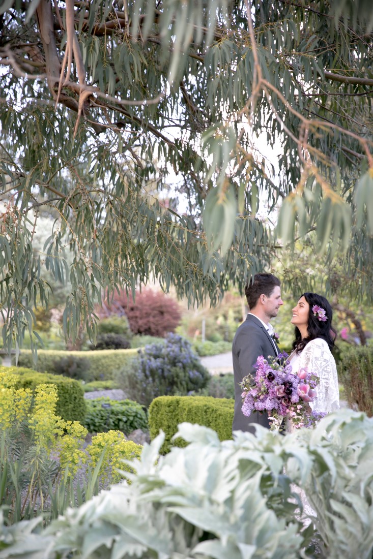 Purple Lilac Spring Wedding Hattie Root Photo couple in garden