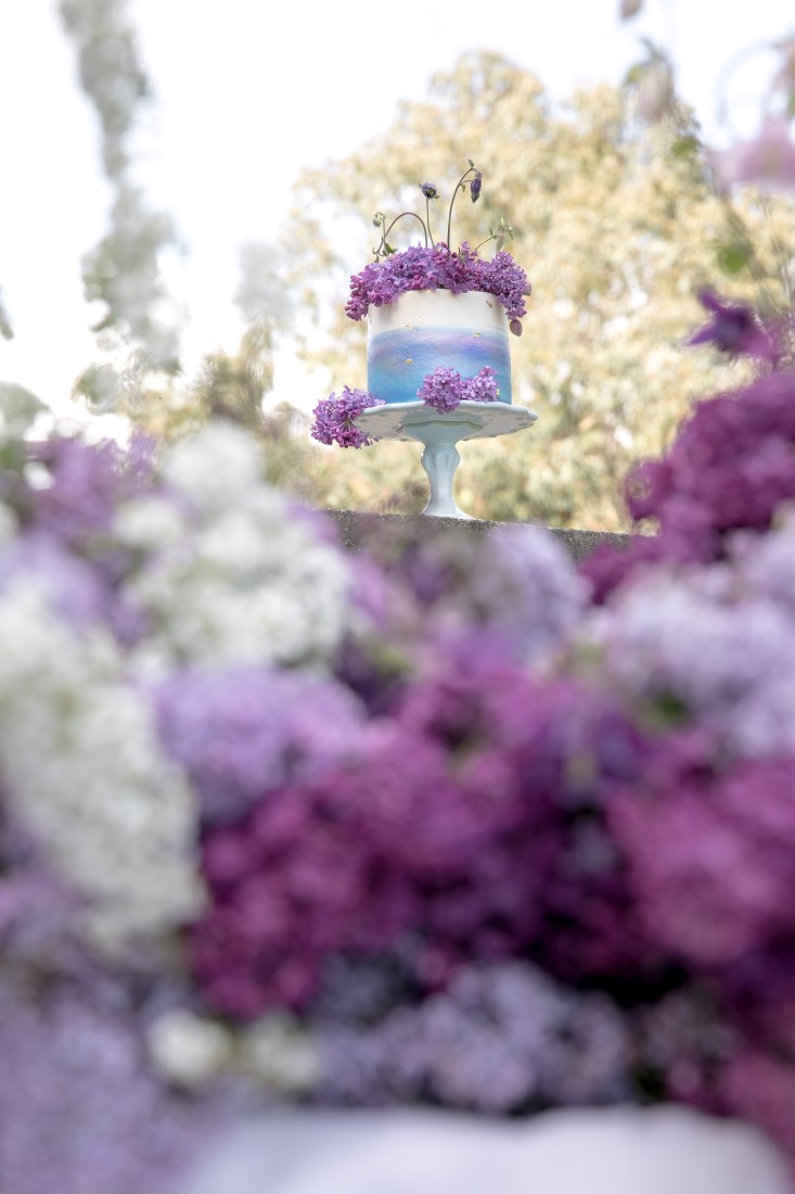 Purple Lilac Spring Wedding Hattie Root Photo detailed shot of cake