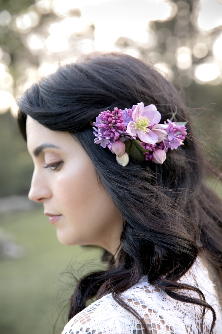 Purple Lilac Spring Wedding Hattie Root Photo bridal hair floral