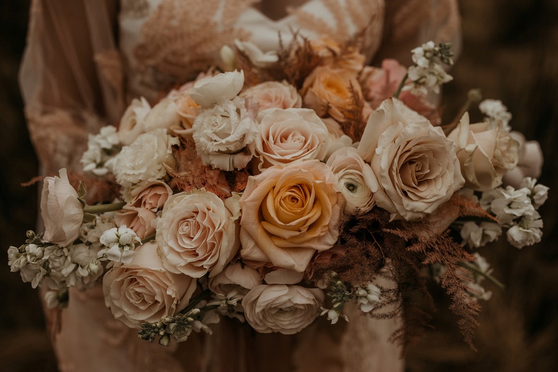 Romantic Cover for Vancouver Island Magazine Secret Waters Photography incredibly beautiful blush rose bridal bouquet