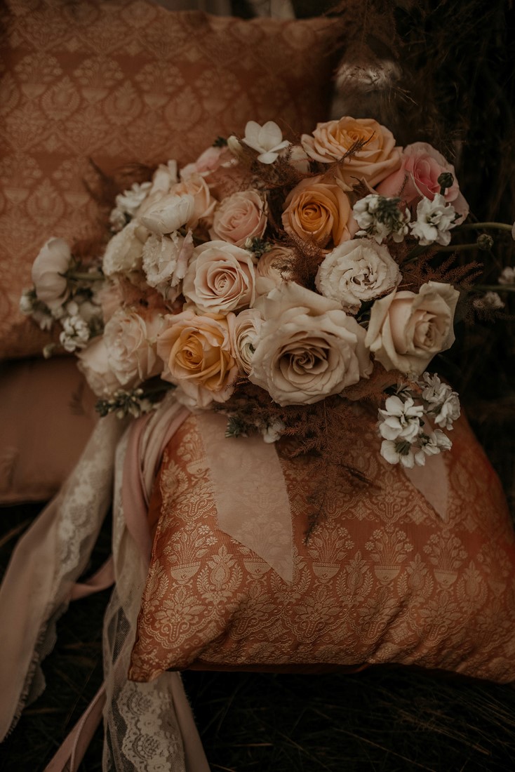 Romantic Cover for Vancouver Island Magazine Secret Waters Photography gorgeous closeup of bridal bouquet