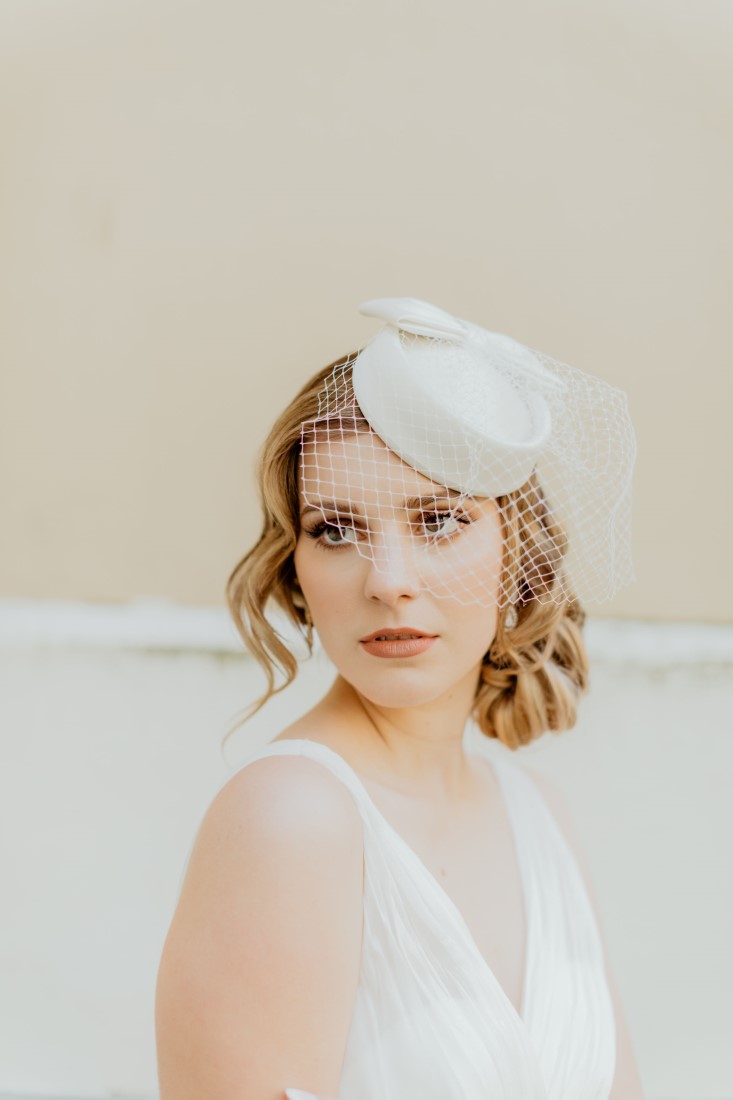 Coffee Love in Comox Valley Luke Liable Photography bride wearing birdcage